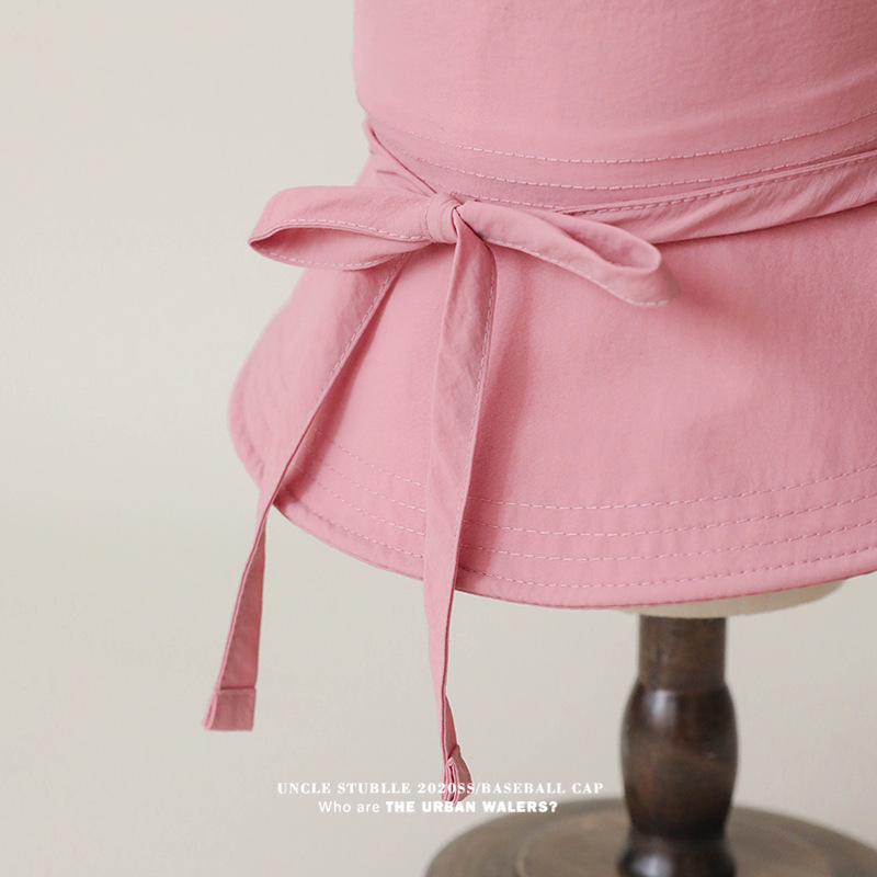 バケットハット あご紐付きシンプル日除けバケットハット