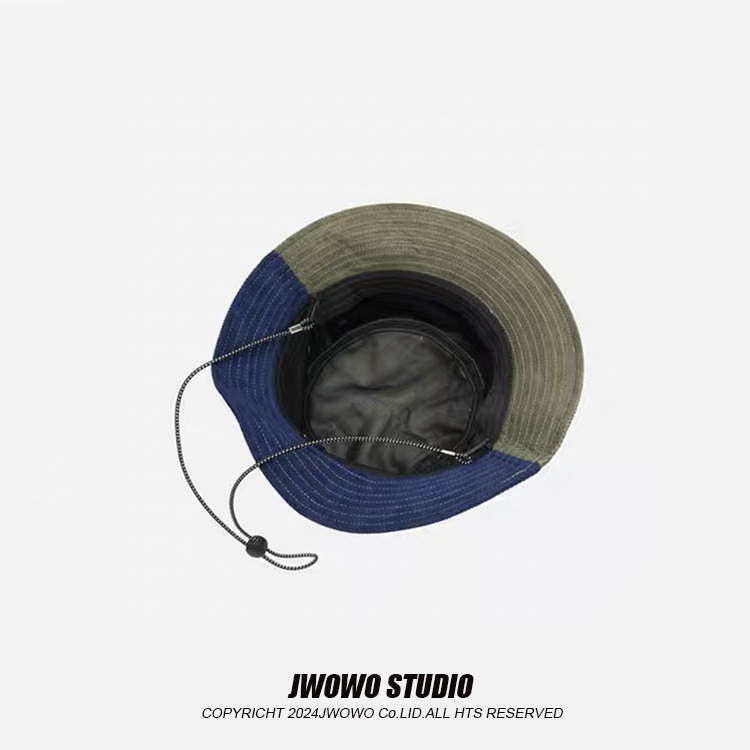 バケットハット 多彩配色切替紐付きバケットハット