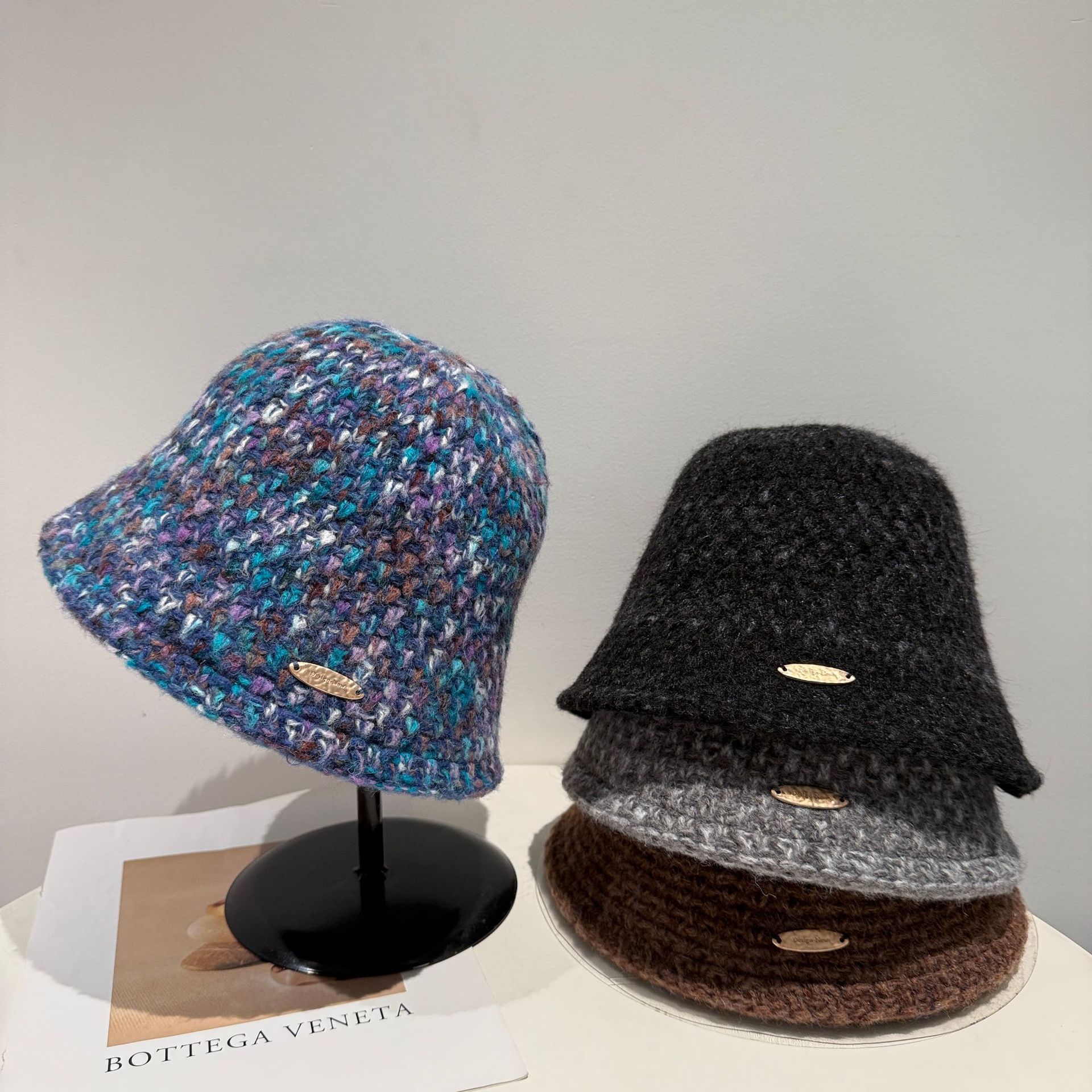 バケットハット 手編み風 ざっくり編み上げ 編み物バケットハット