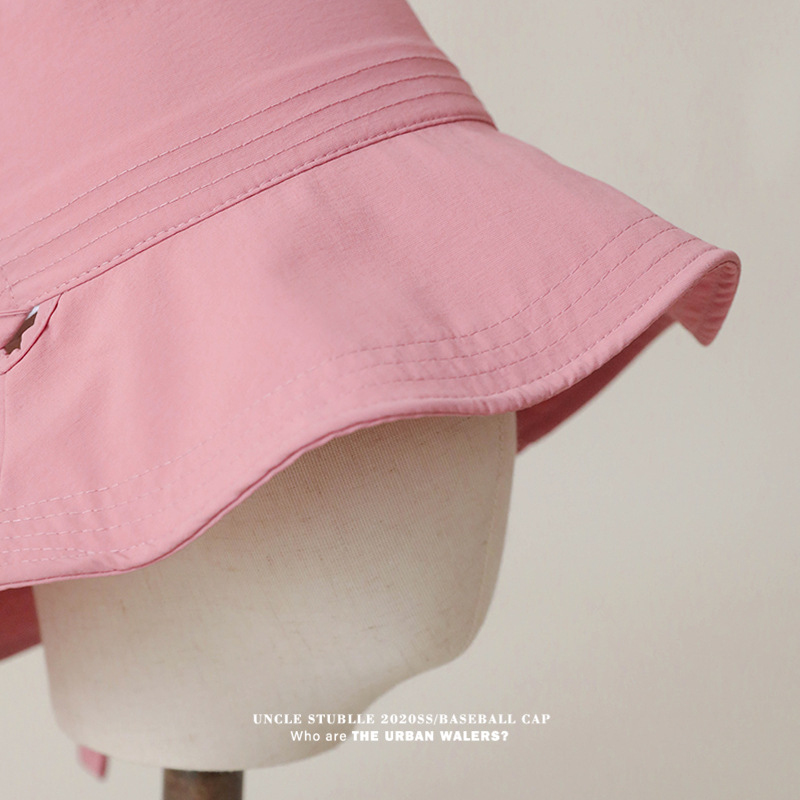 バケットハット あご紐付きシンプル日除けバケットハット