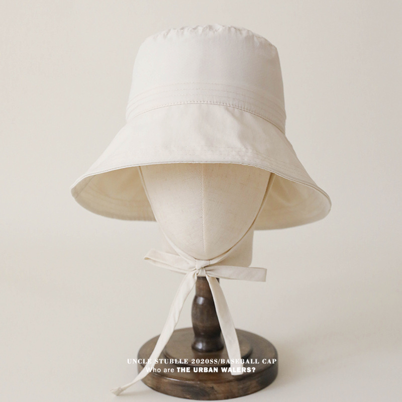 バケットハット あご紐付きシンプル日除けバケットハット