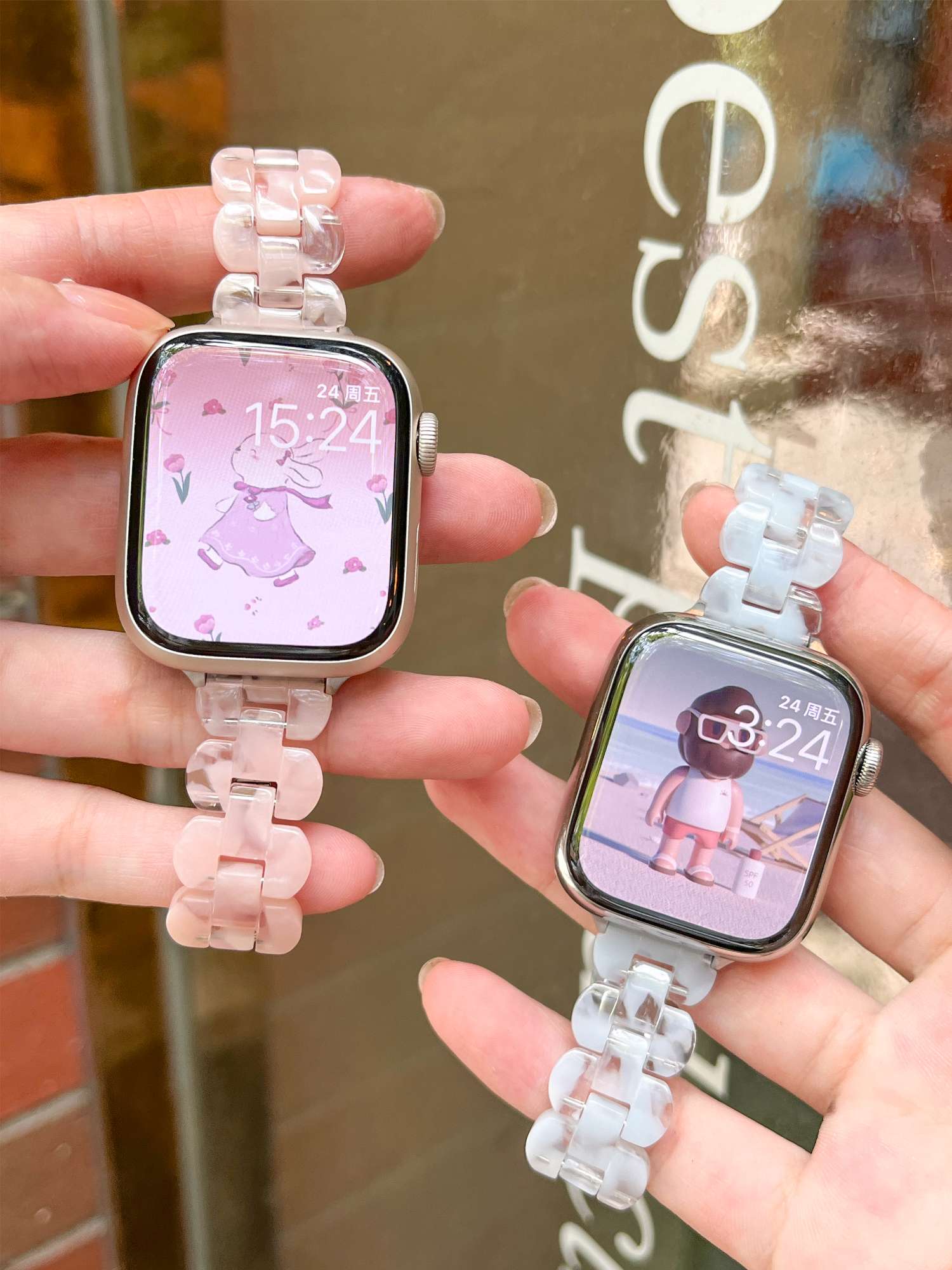 アップルウォッチバンド クリスタルブロックデザイン腕時計バンド
