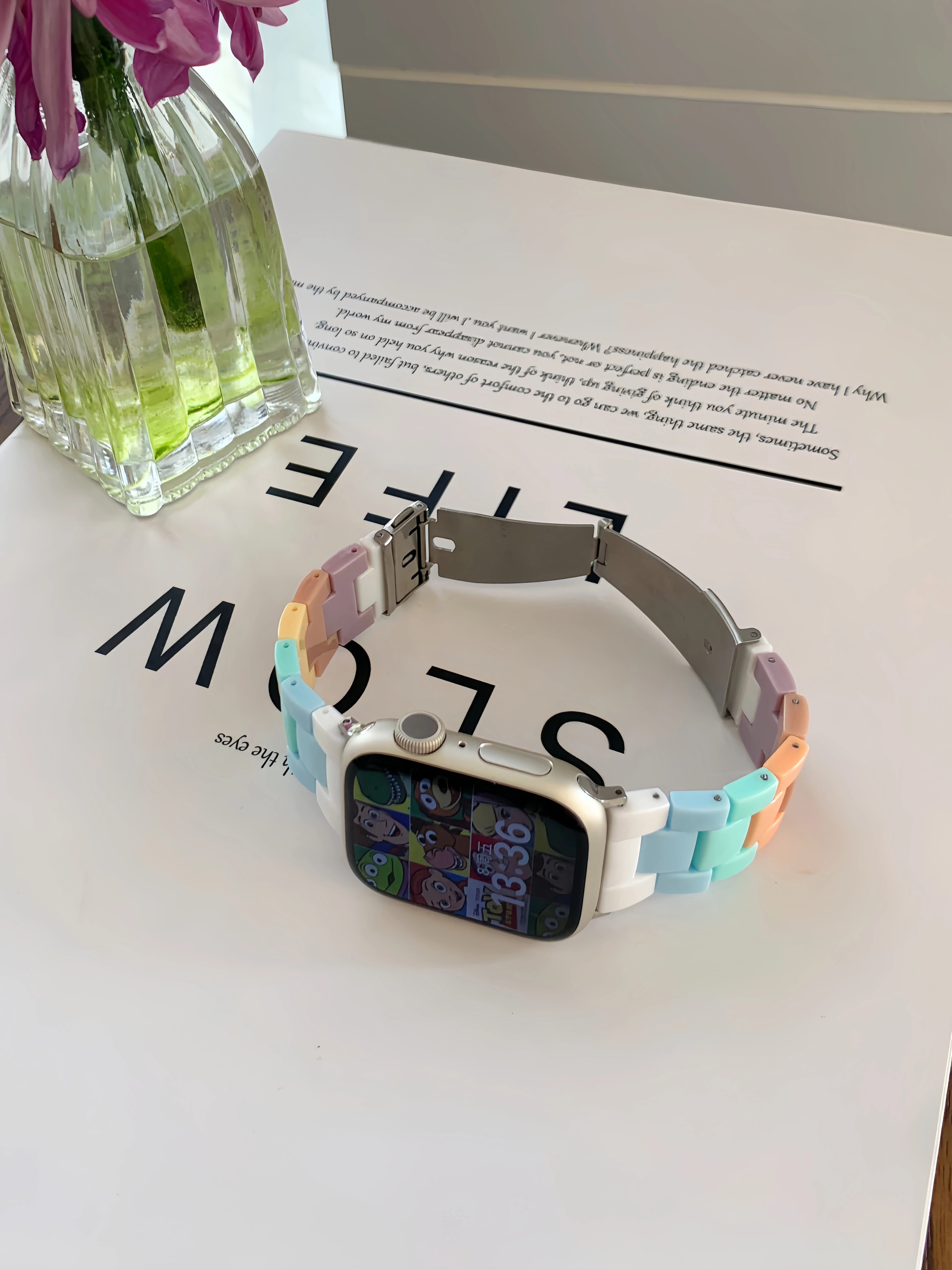 アップルウォッチバンド パステルブロックベルト