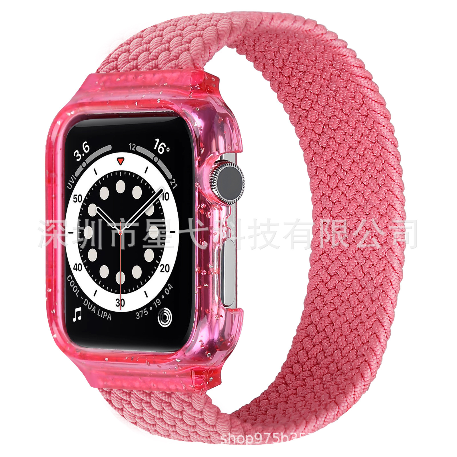 アップルウォッチバンド 編み込みデザイン透明ケース付きソロループ