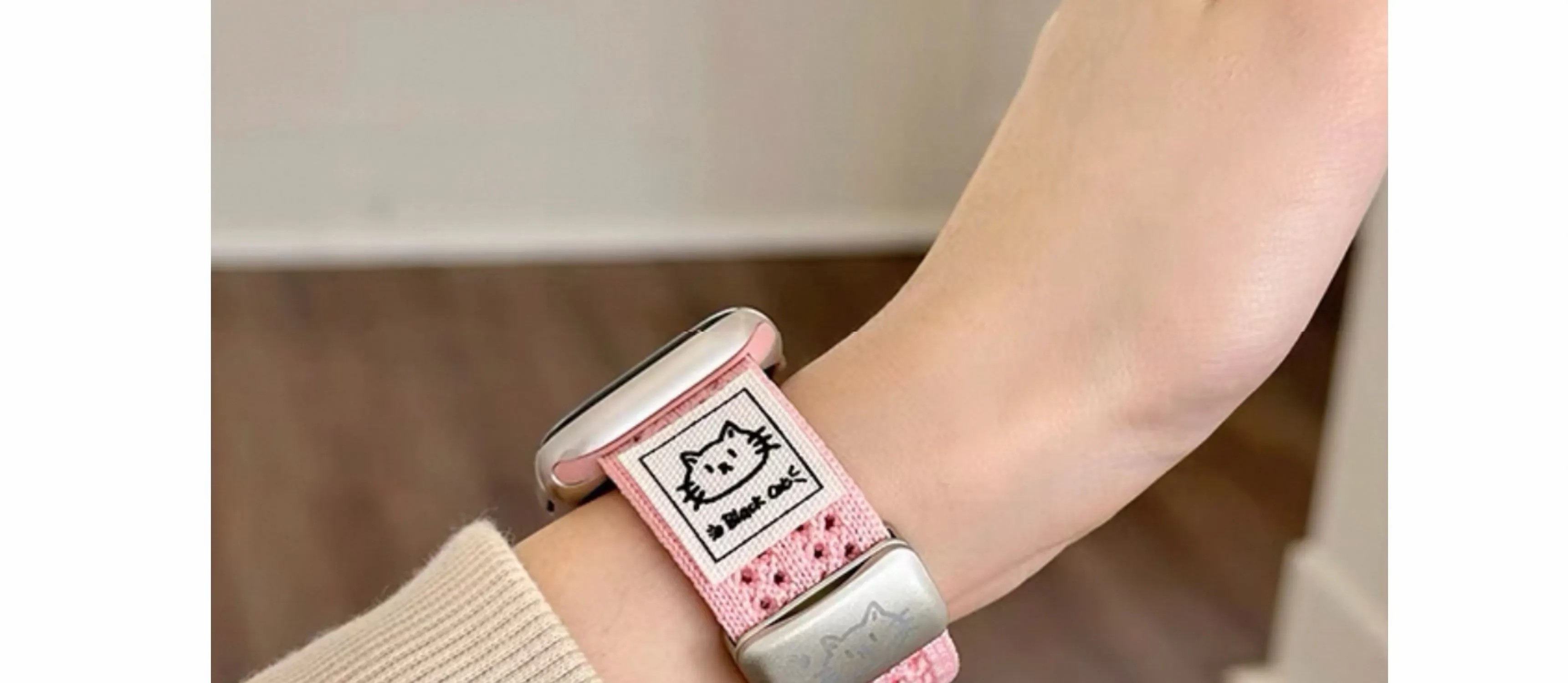 アップルウォッチバンド 猫モチーフ ナイロンバンド