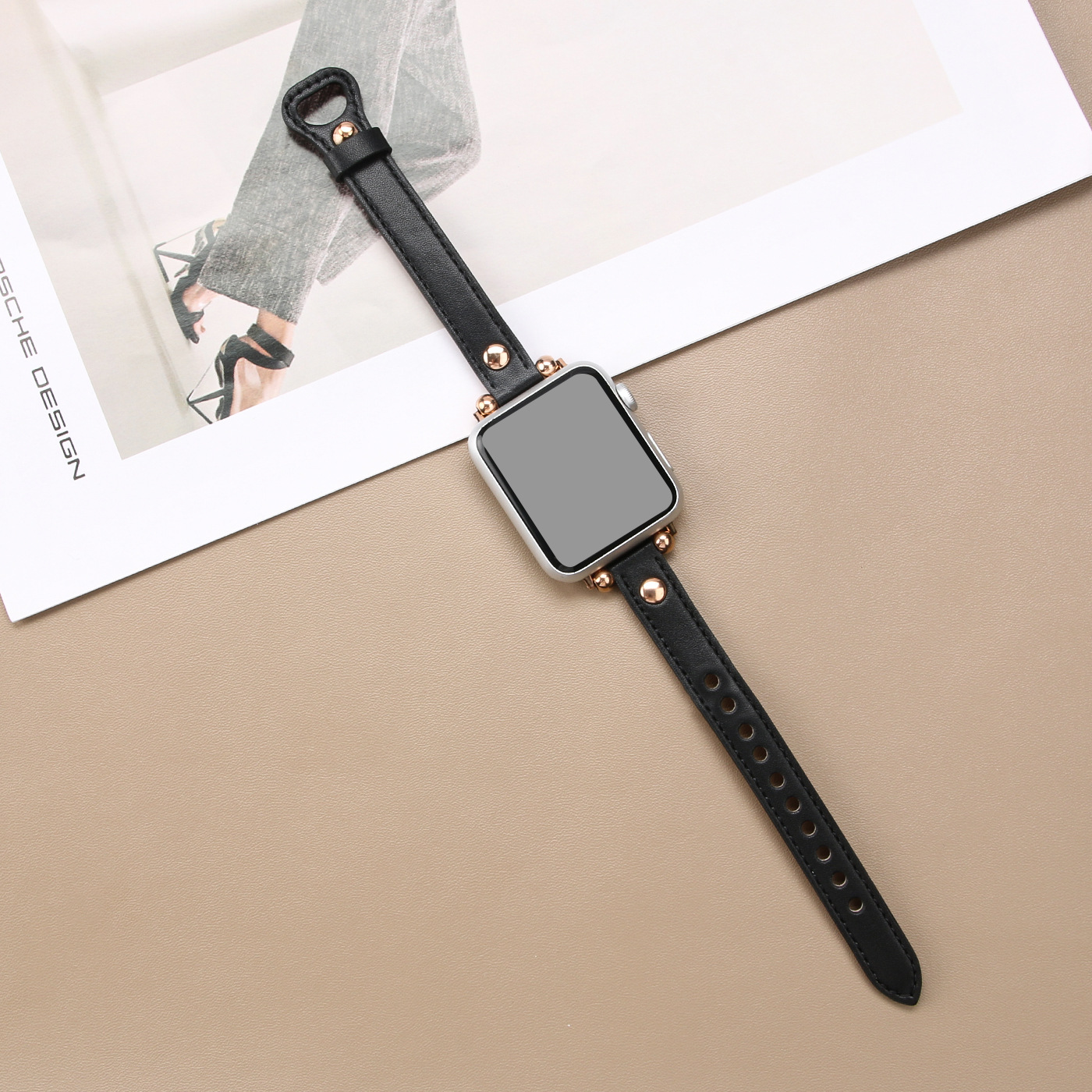 アップルウォッチバンド 本革スリム円環金具付き時計替えベルト