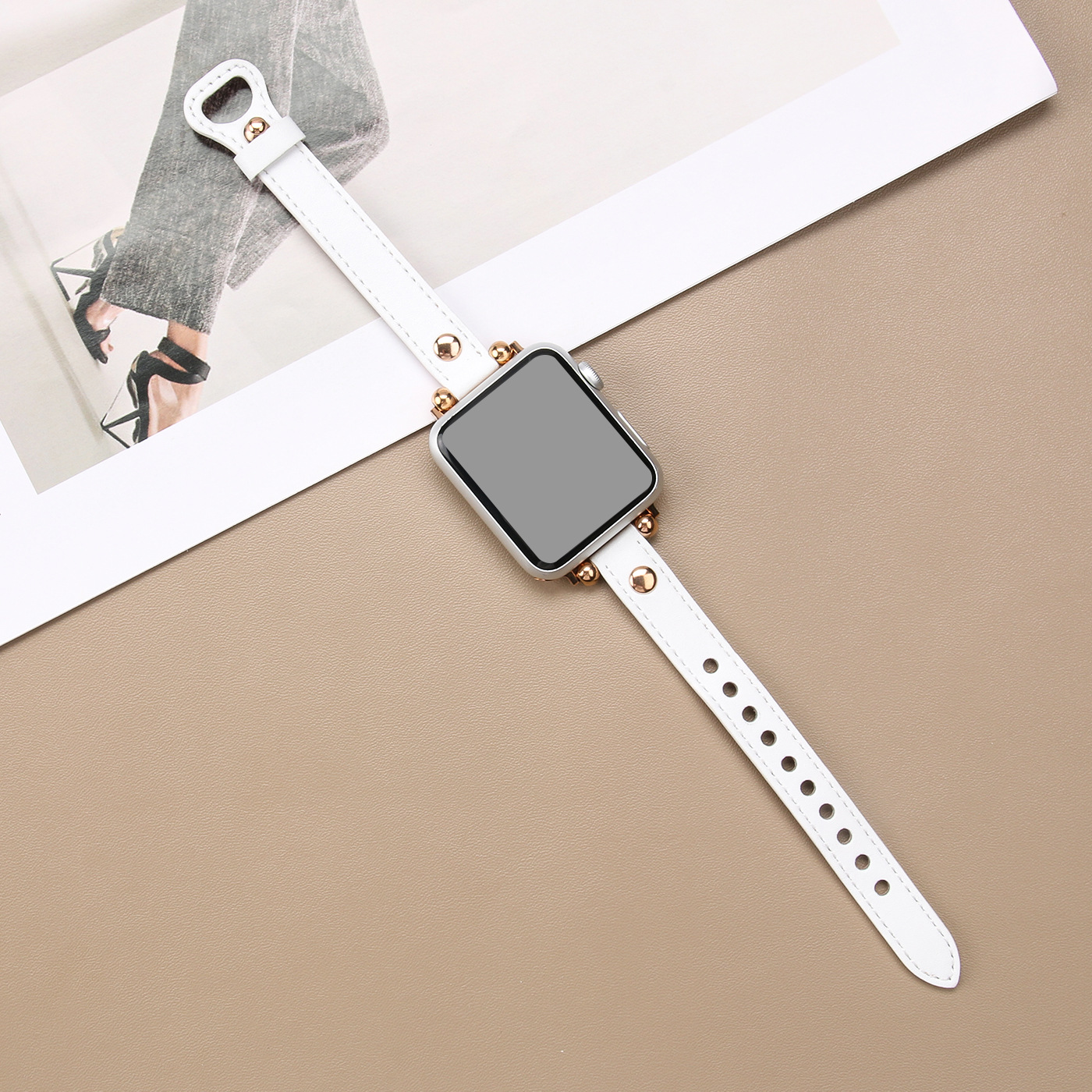 アップルウォッチバンド 本革スリム円環金具付き時計替えベルト