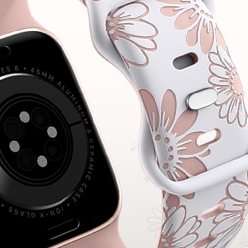 アップルウォッチバンド 花柄彫刻 二層構造シリコンバンド