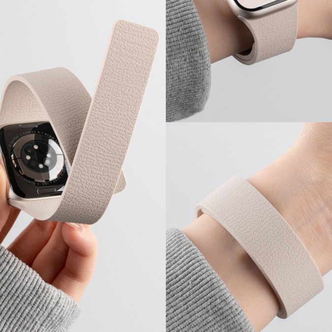 アップルウォッチバンド シンプル一体型レザーバンド