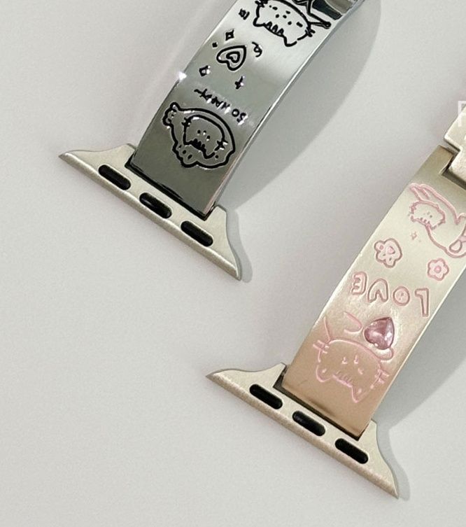 アップルウォッチバンド うさぎ柄ステンレスバンド