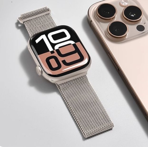 アップルウォッチバンド 磁吸式チタンメッシュバンド