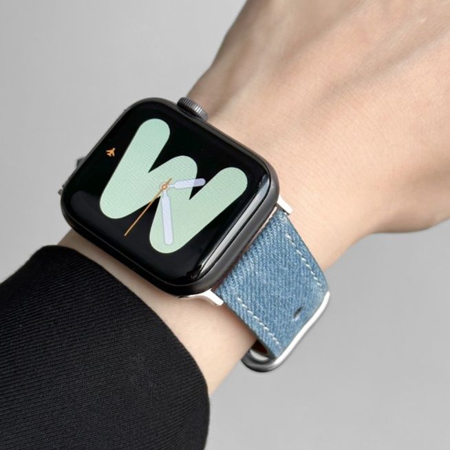 アップルウォッチバンド デニム風上質レザーバンド