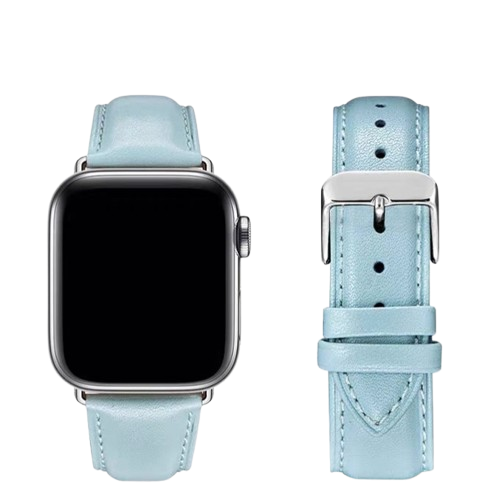 アップルウォッチバンド パステルブルー レザー