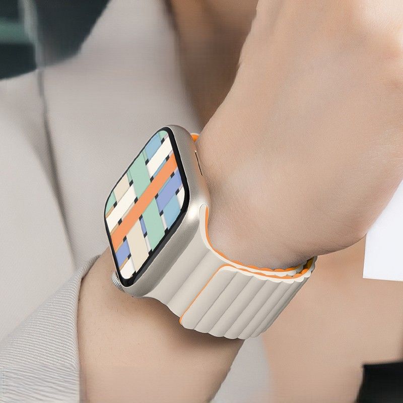 アップルウォッチバンド 磁気吸着式シリコン製運動時計替えベルト