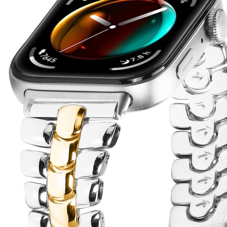 アップルウォッチバンド ステンレス 高級感溢れる二色調ステンレス製チェーンバンド