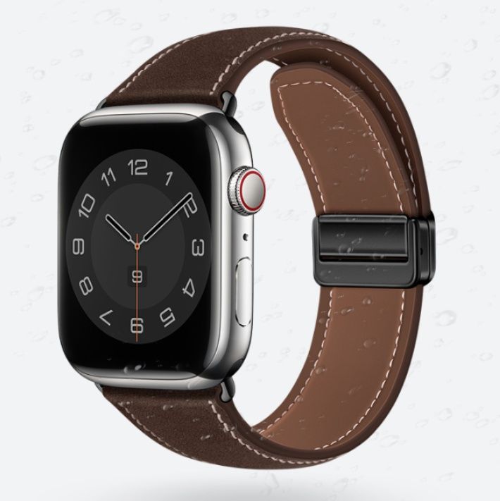 アップルウォッチバンド 細絨真皮二節式磁気吸着留め具腕時計替えバンド