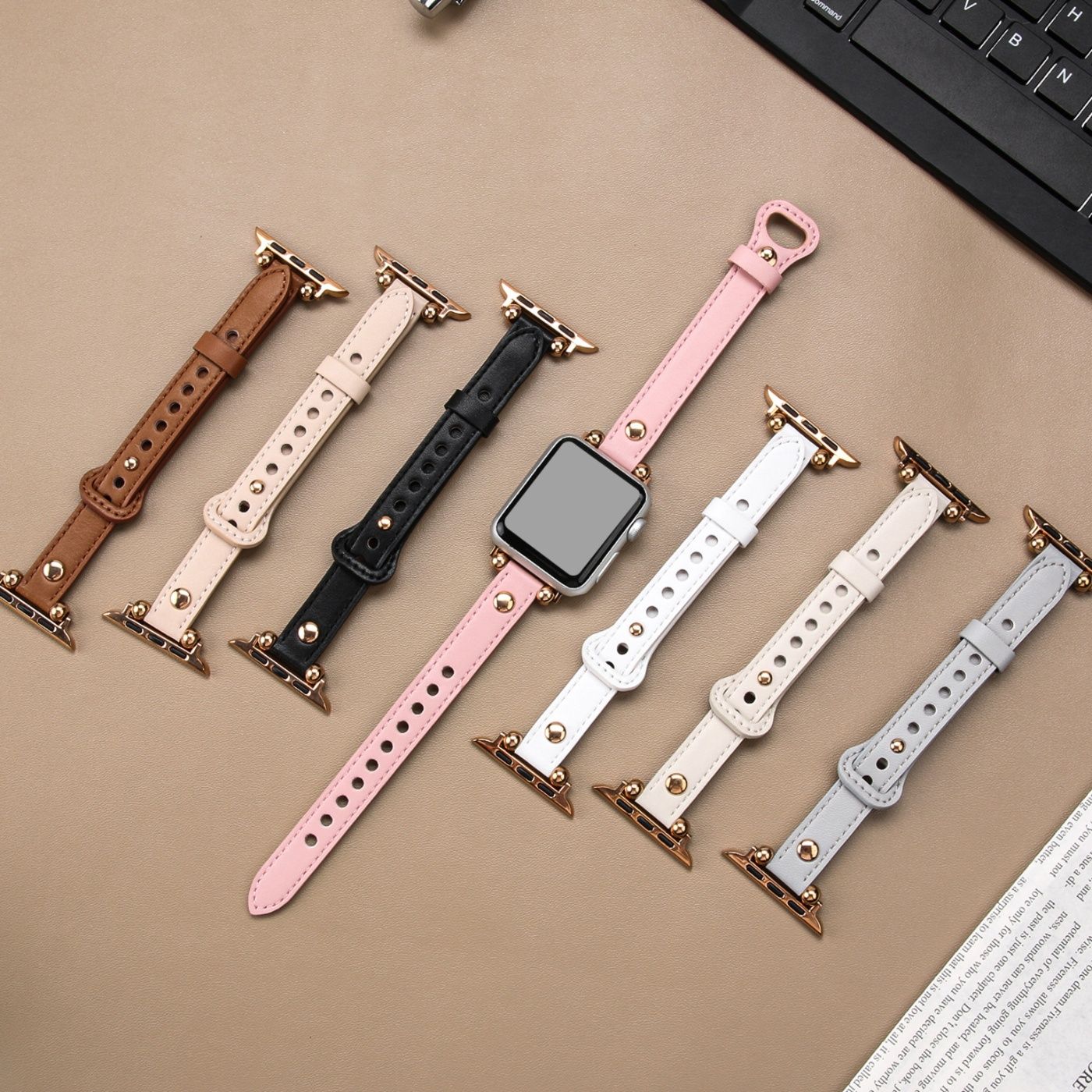アップルウォッチバンド 本革スリム円環金具付き時計替えベルト