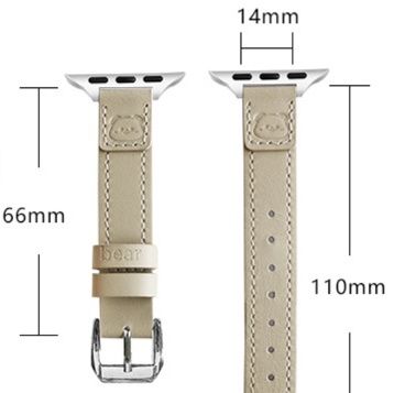 アップルウォッチバンド 小熊刻印入り本革細身バンド