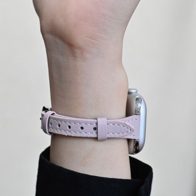 アップルウォッチバンド 上質なめらか細身レザーバンド