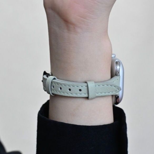 アップルウォッチバンド 上質なめらか細身レザーバンド