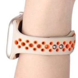 アップルウォッチバンド 通気性抜群オレンジドットスポーツバンド