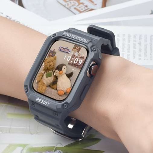 アップルウォッチバンド 耐衝撃保護ケース一体型スポーツバンド