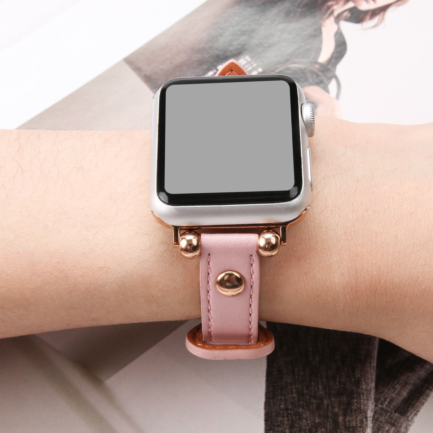 アップルウォッチバンドレザー 本革スリム円環金具付き時計替えベルト