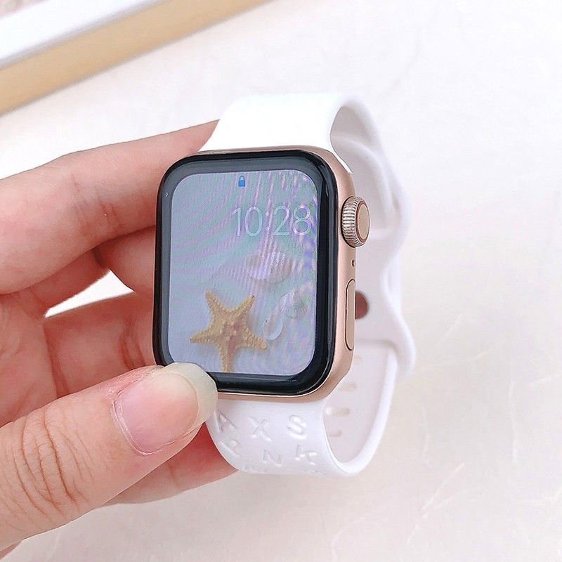 アップルウォッチバンド アルファベットデザイン シリコンスポーツバンド バタフライバックル 男女兼用