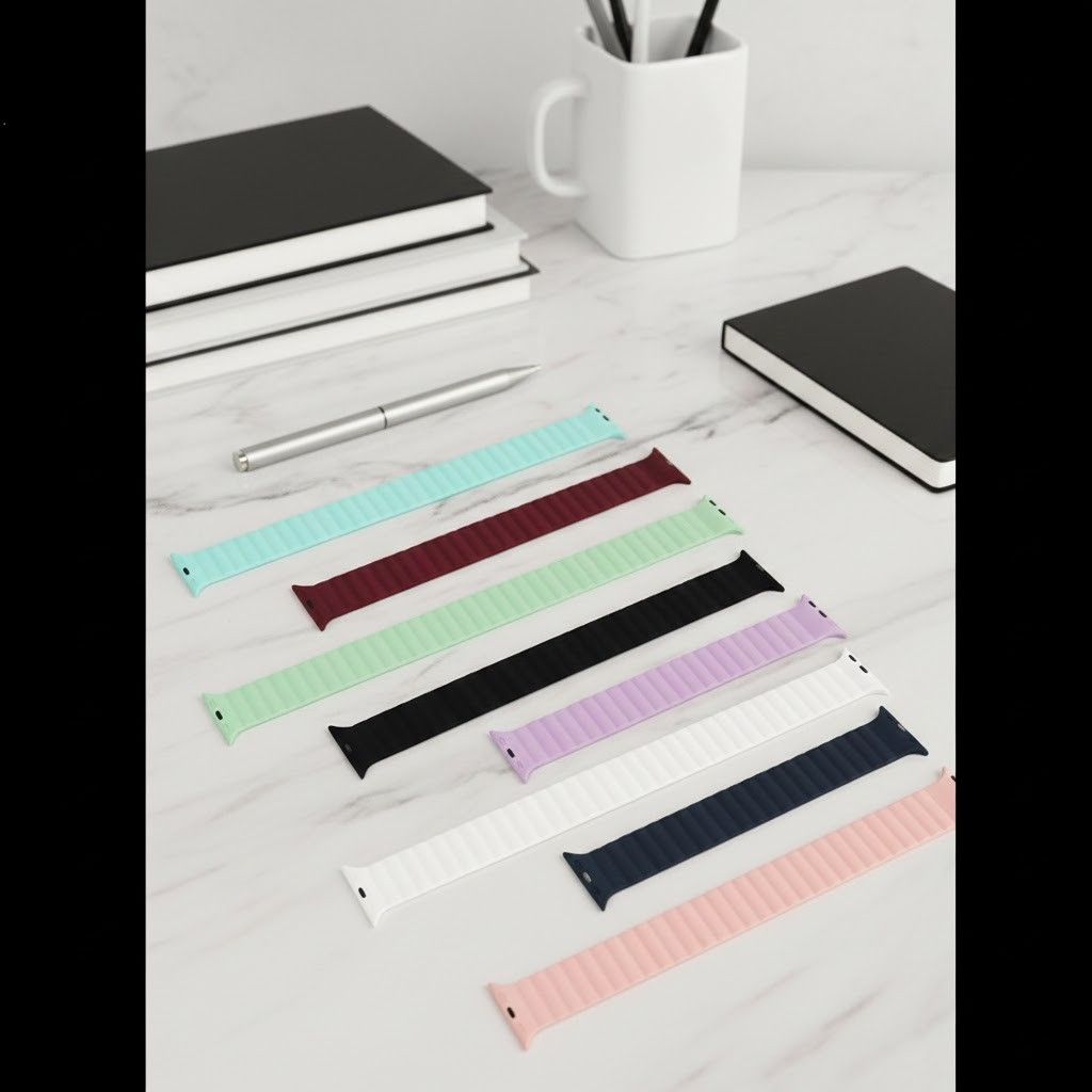 アップルウォッチバンド 回環式シリコン磁気吸着タイプ スポーツデザイン 男女兼用