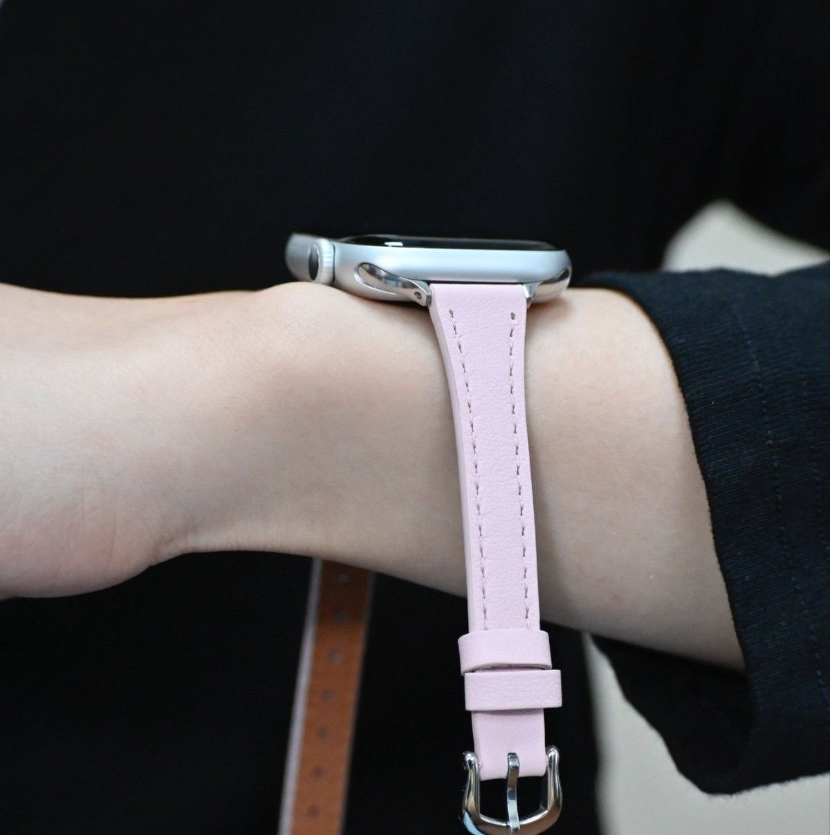 アップルウォッチバンド 上質なめらか細身レザーバンド