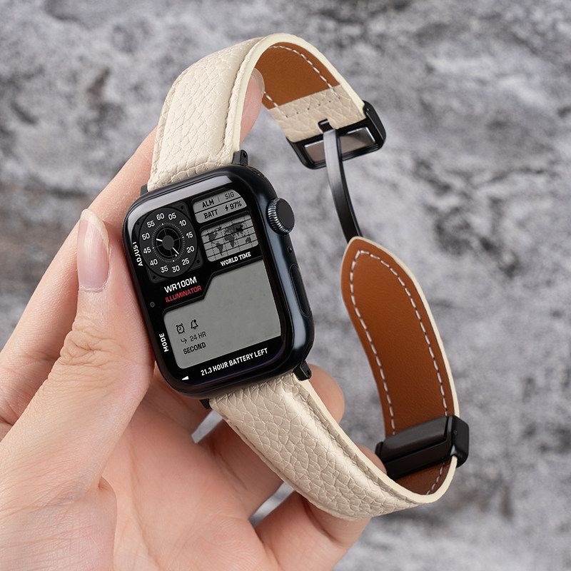 アップルウォッチバンド 本革 レザー 磁気吸着 高級デザイン