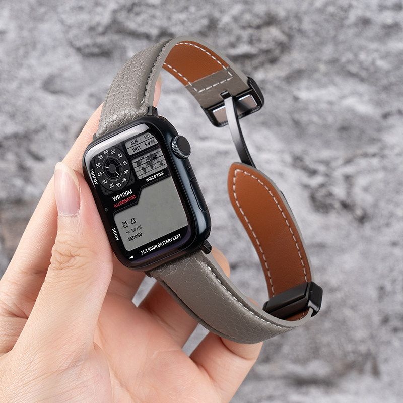 アップルウォッチバンド 本革 レザー 磁気吸着 高級デザイン