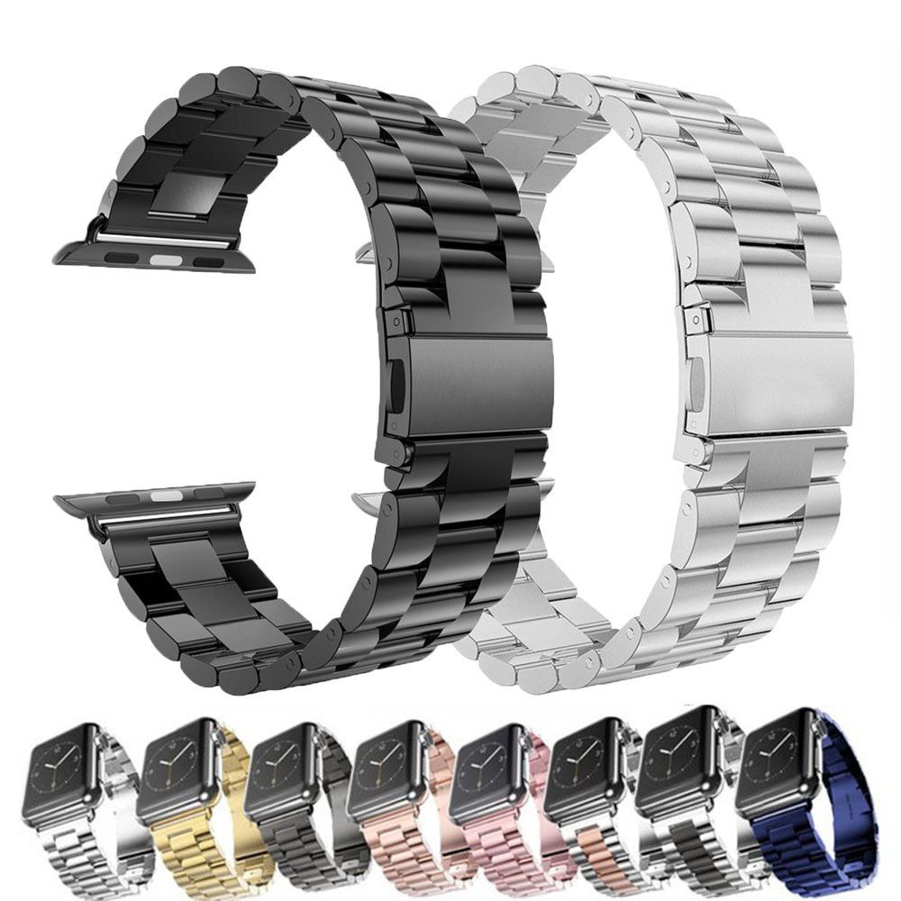 アップルウォッチバンド ステンレス 高級金属製三連リンク時計交換用帯