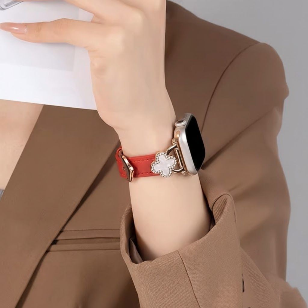 アップルウォッチバンド 高級クローバーモチーフ レザー