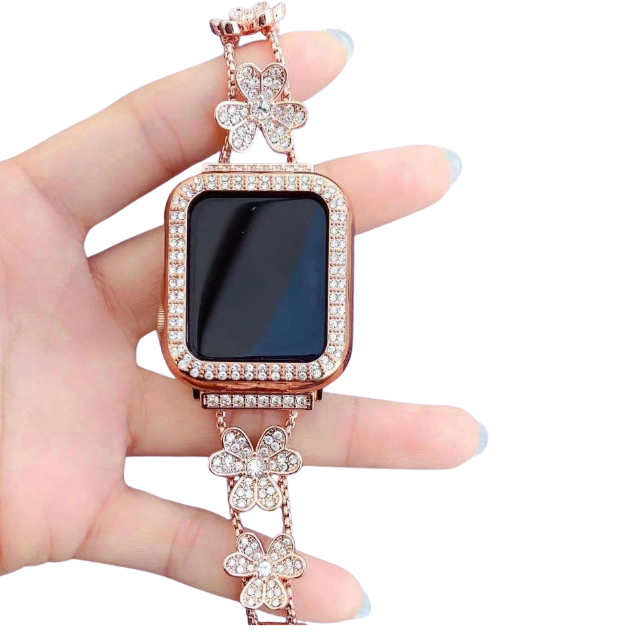 アップルウォッチバンド アップルウォッチ 花モチーフラインストーンバンド