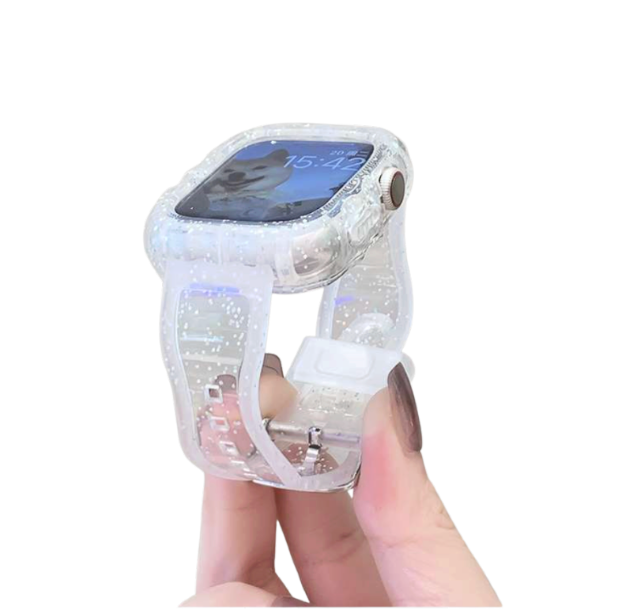 アップルウォッチバンド キラキラ透明スマートウォッチバンド