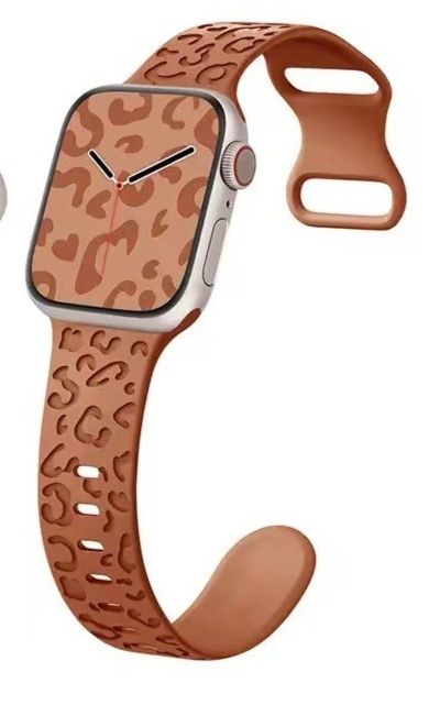 アップルウォッチバンド ヒョウ柄エンボス加工シリコン製時計バンド