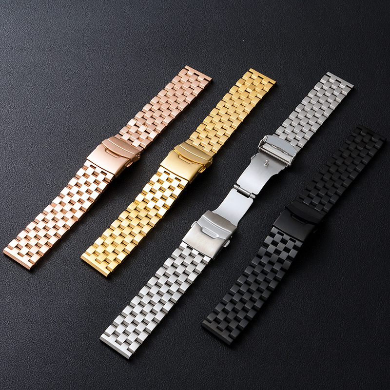 アップルウォッチバンド 七連ブロック編み込みステンレスバンド