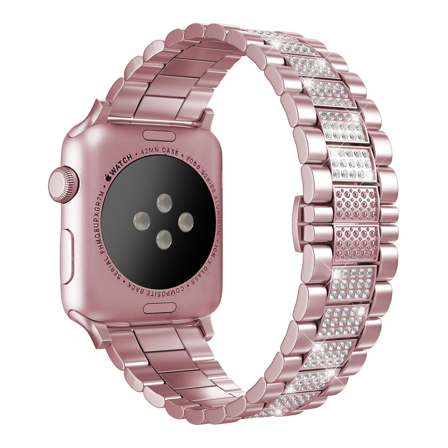 アップルウォッチバンド ステンレス 輝石装飾付きステンレス製高級腕時計バンド