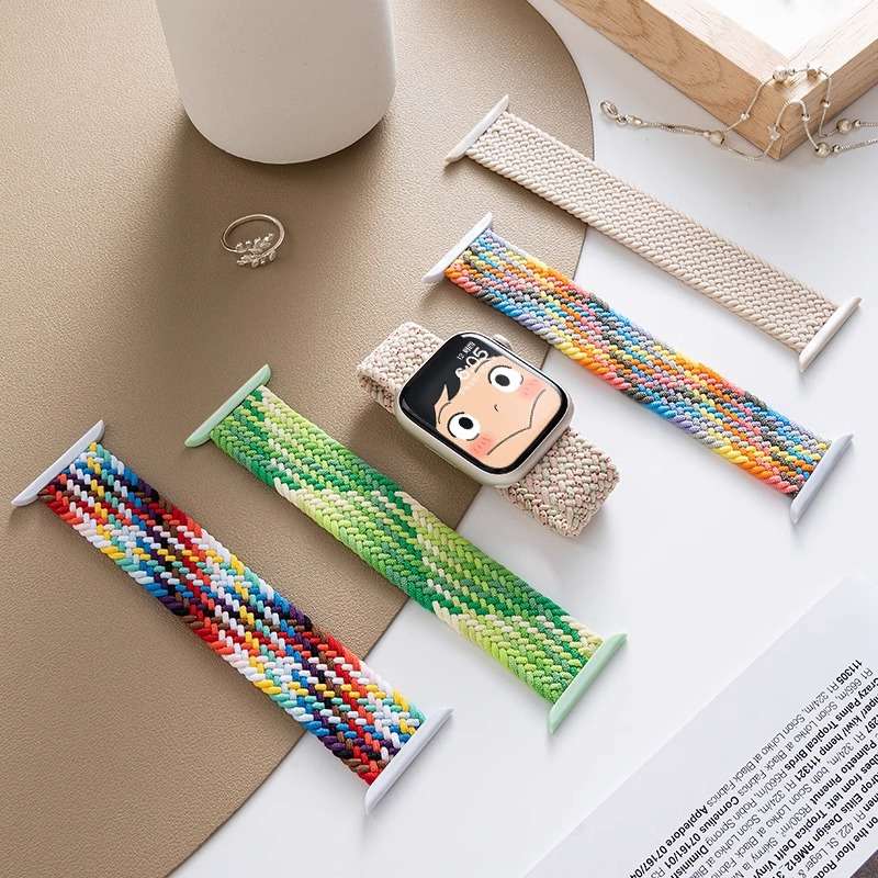 アップルウォッチバンド 編み込みストレッチ伸縮式スマートウォッチバンド