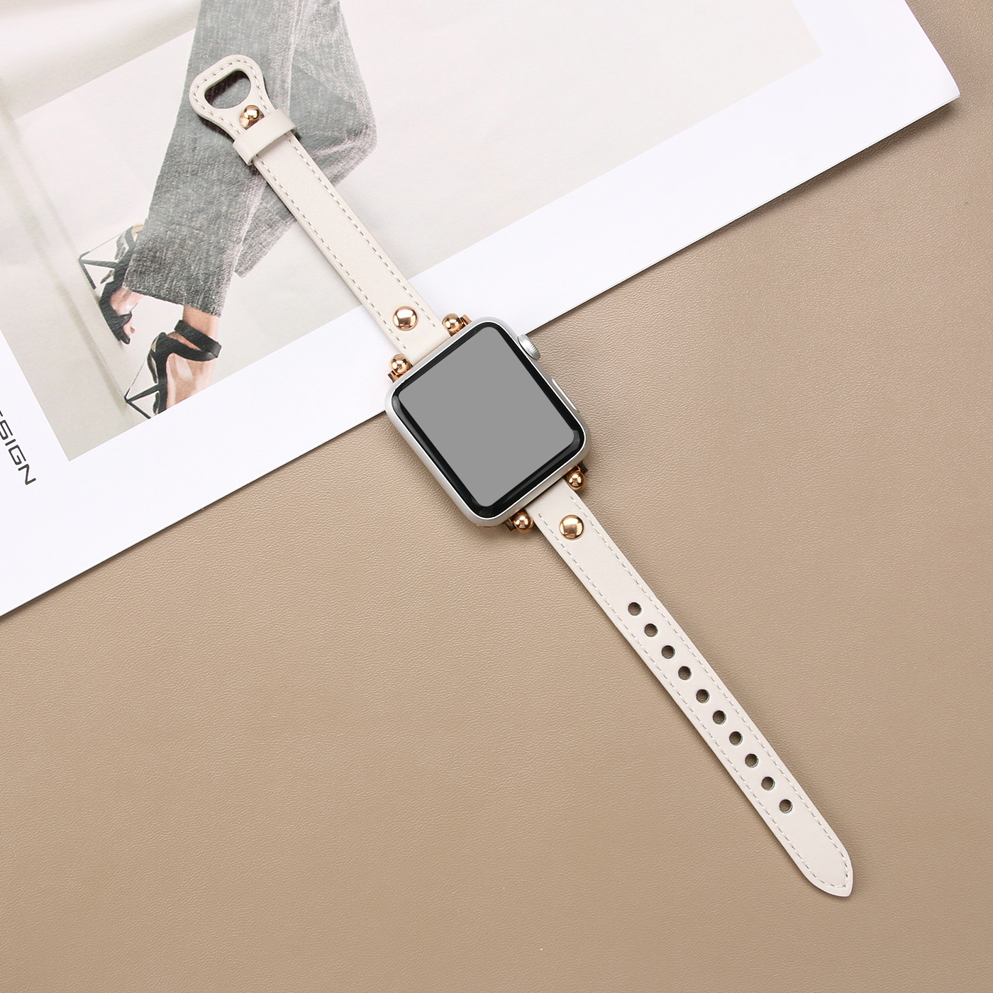 アップルウォッチバンド 本革スリム円環金具付き時計替えベルト