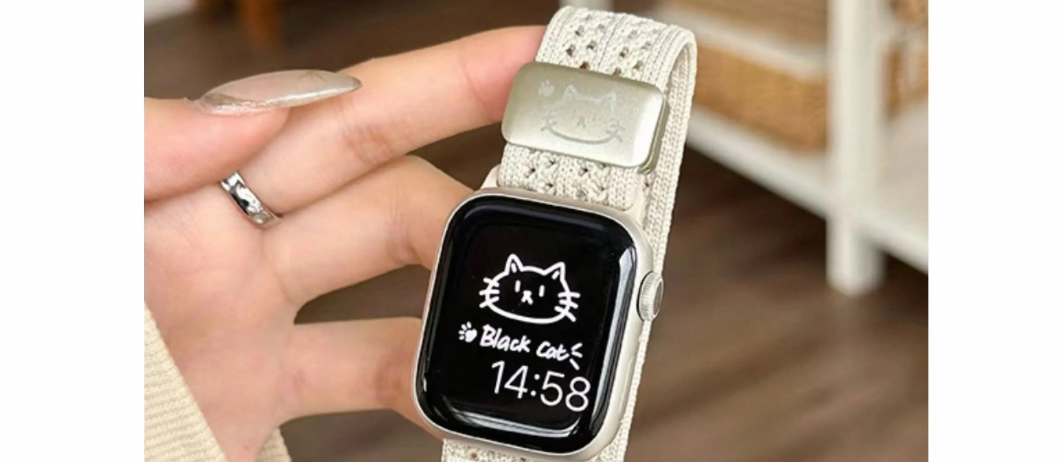 アップルウォッチバンド 猫モチーフ ナイロンバンド