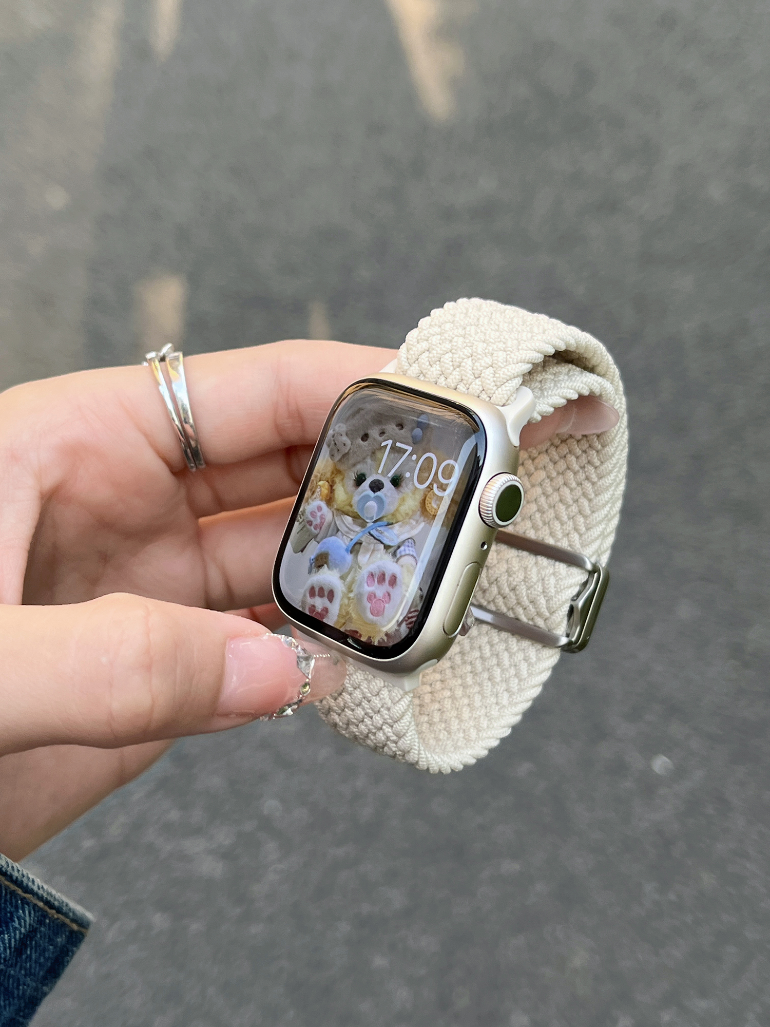 アップルウォッチバンド 伸縮編み込みレザーバンド