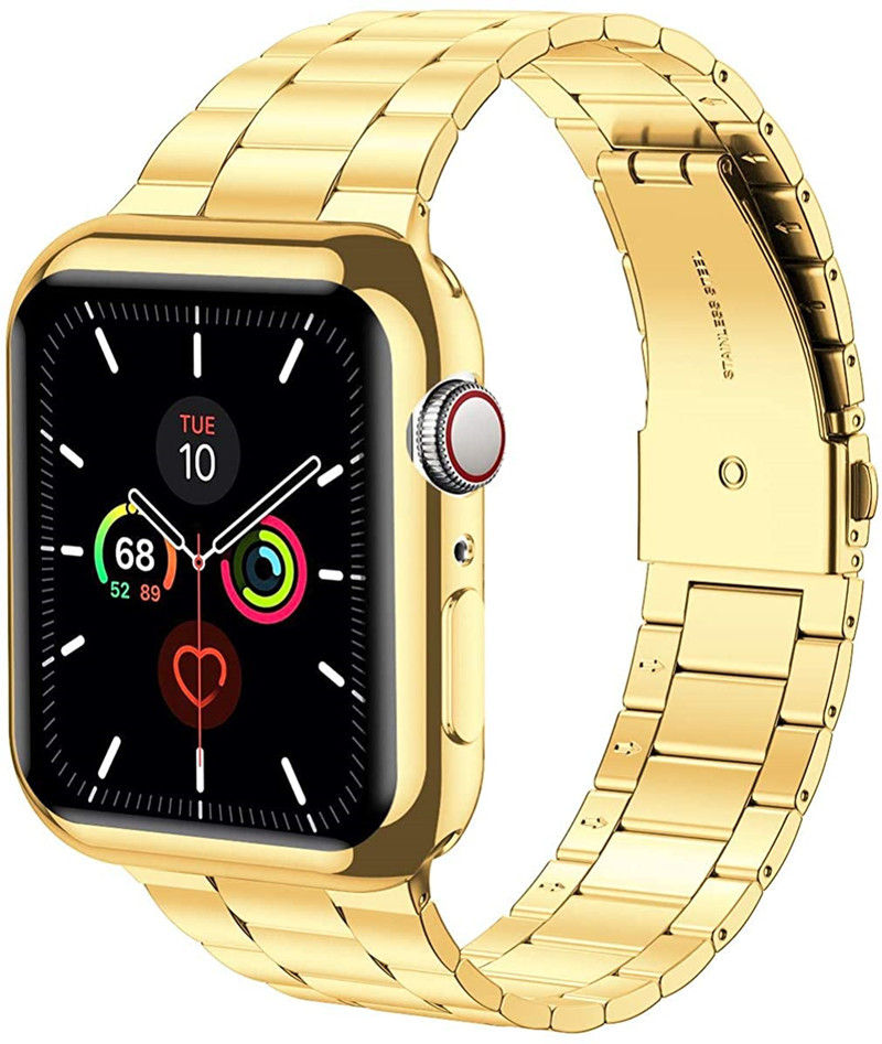 アップルウォッチバンド ステンレス 高級感溢れる三連リンクステンレス時計バンド