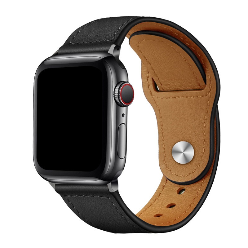 アップルウォッチバンド 本革一体型ボタン式時計替えバンド