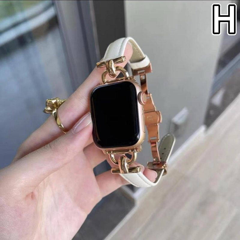 アップルウォッチバンド 上質レザー チェーンデザイン 腕時計ベルト