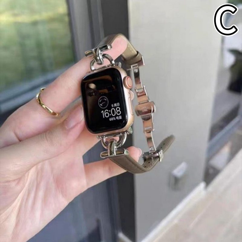 アップルウォッチバンド 上質レザー チェーンデザイン 腕時計ベルト