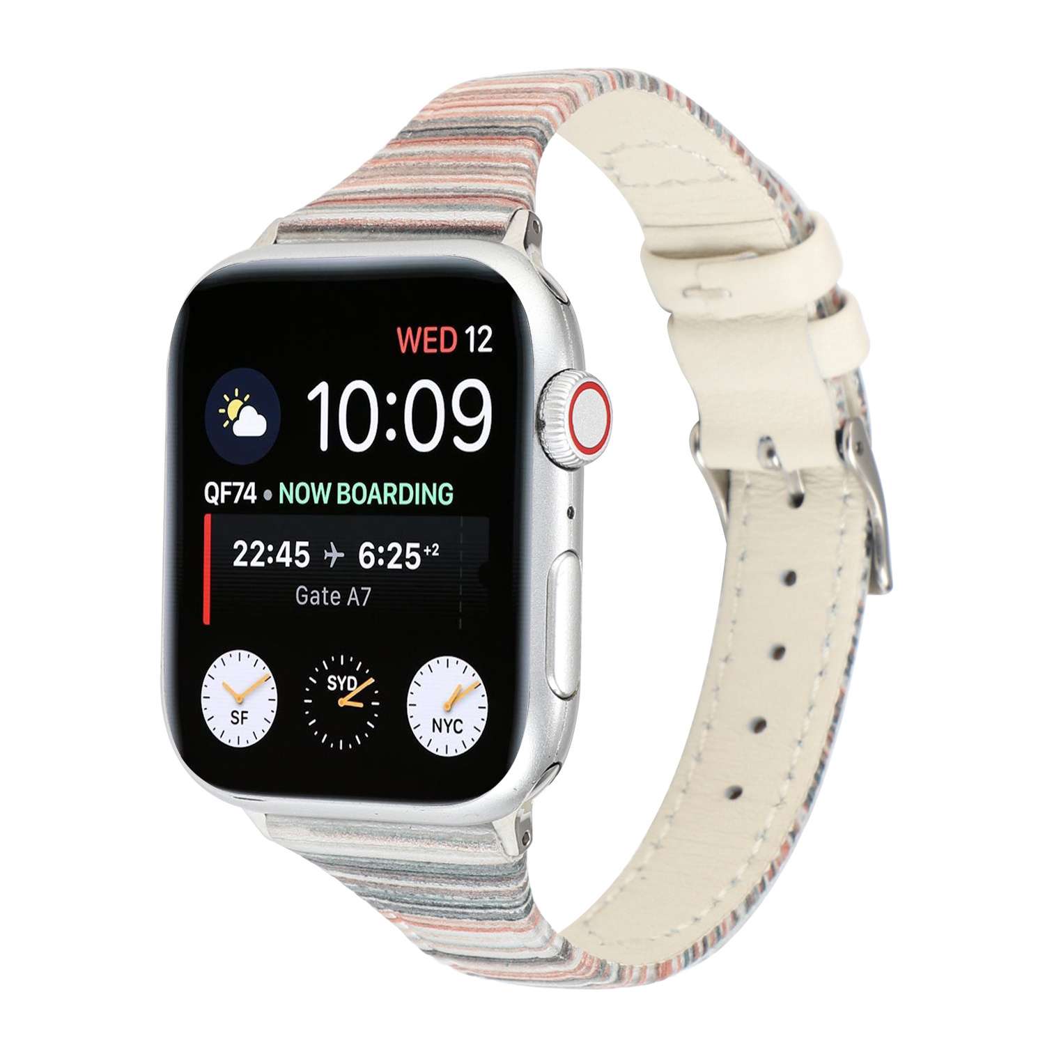 アップルウォッチバンド ストライプ柄レザー