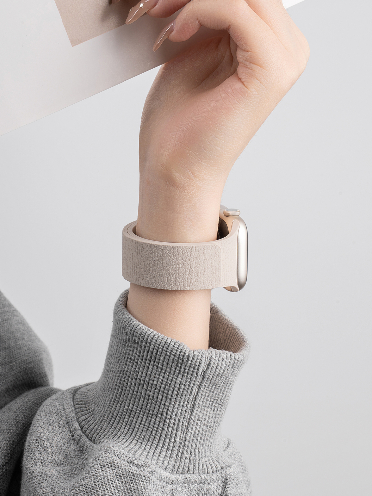 アップルウォッチバンド シンプル一体型レザーバンド
