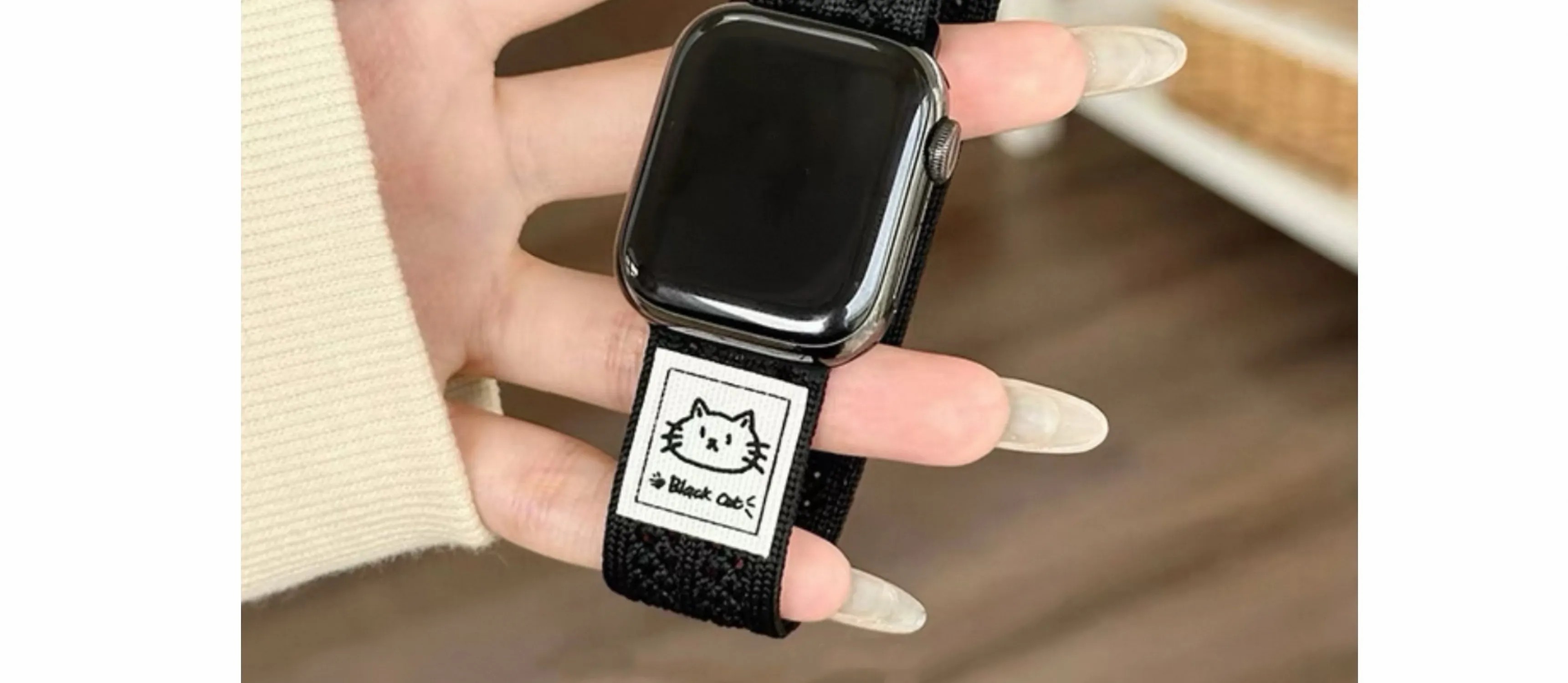 アップルウォッチバンド 猫モチーフ ナイロンバンド